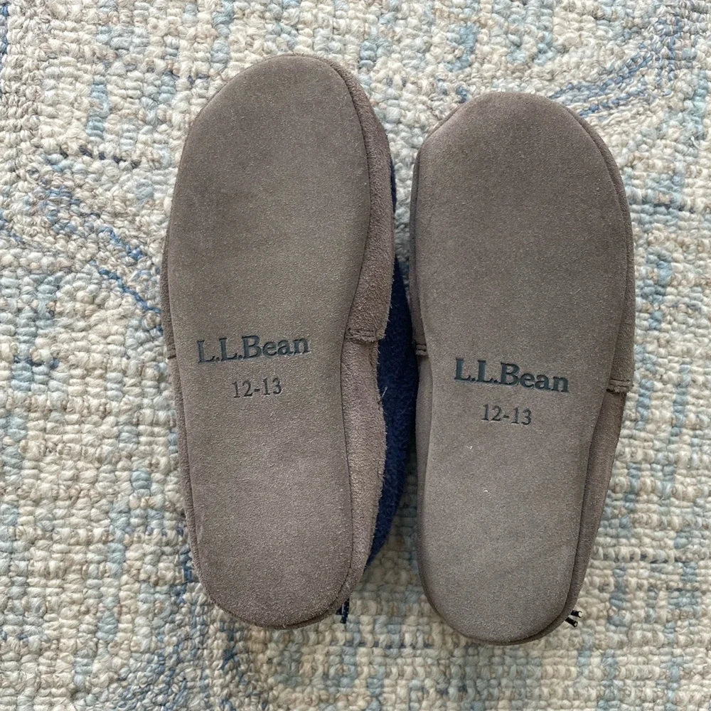 LLBean Kids Fleece Blue Slippers - size 12-13